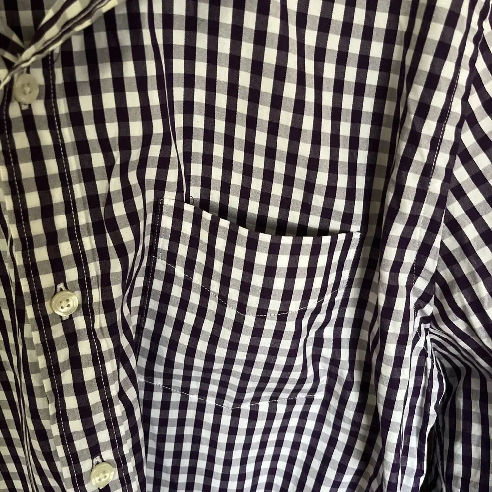 J. Crew Haberdashery Shirthings Men’s Button Down Shirt Purple/white Gingham XL
